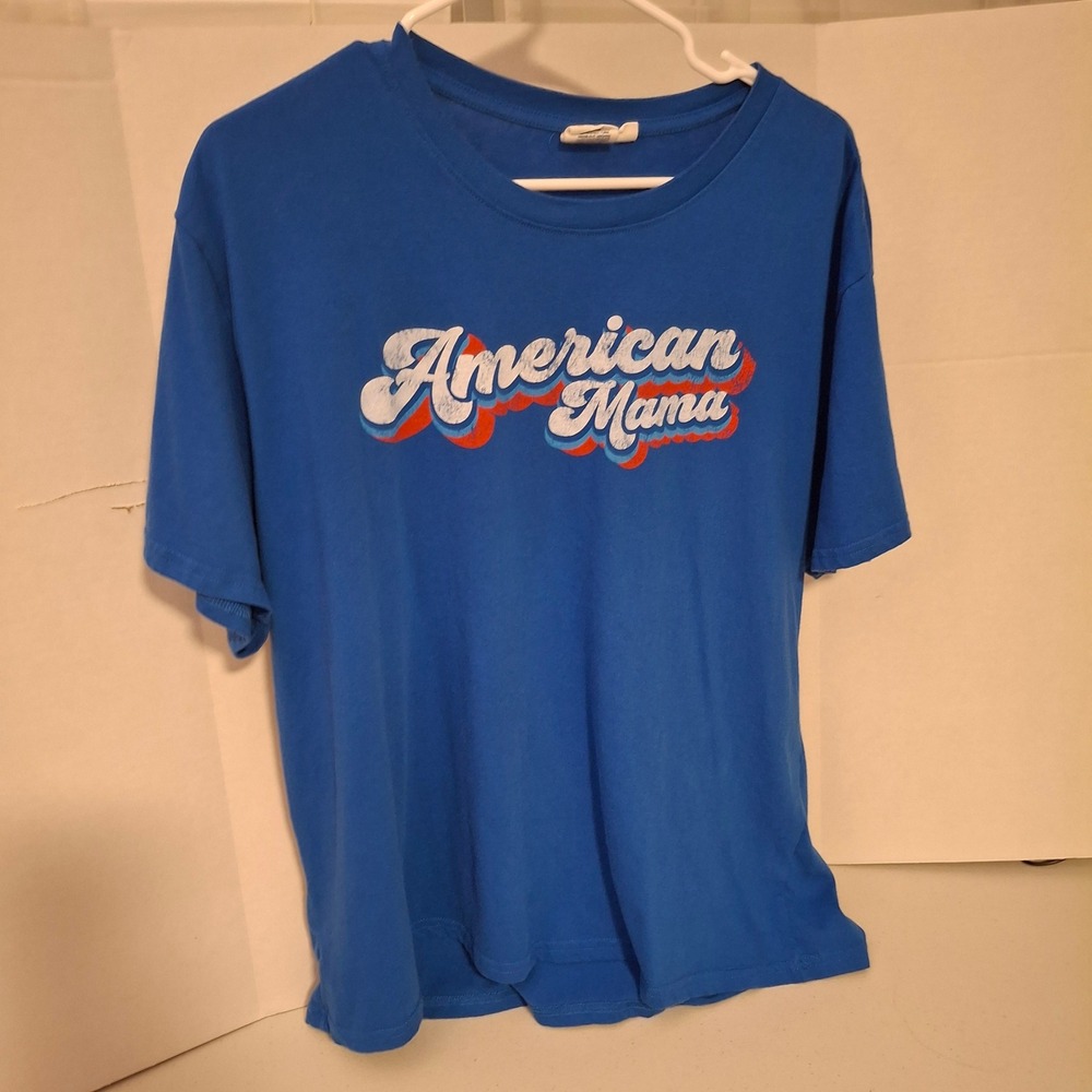 Spirit of America American Mama Graphic T‎ Shirt Blue XL Patriotic Casual